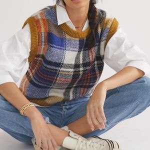 Anthropologie Multicolor Plaid Vest